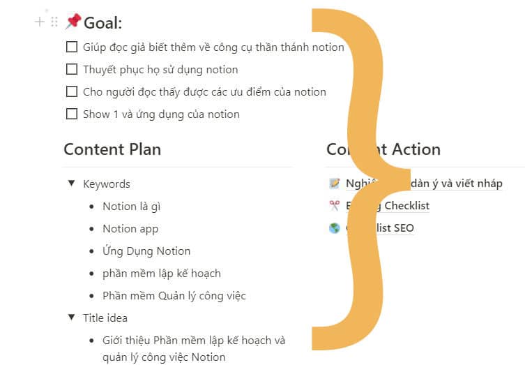 Khu vực lập kết hoạch content